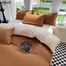 심플 퓨어 워싱 면 더블 4피스 이불 커버 싱글 이불 커버 기숙사 침대 3피스 학생용