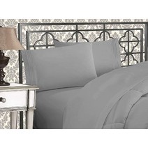 Elegant Comfort 고급스러운 1500수 이집트 품질 3줄 자수 프리미엄 호텔 4피스 침대 시트 세트 주름 변색 방지 퀸 크림
