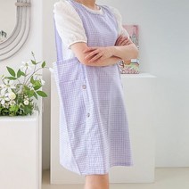 데코나인 선생님원피스앞치마 어린이집 체크 여름, 색상:베이직체크앞치마-민트, 단품