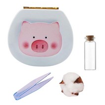 QDY 신생아 소년 소녀용 치아 요정 상자 치아 보관 정리함 보호기 상자, 11.2cmx10.2cmx4.3cm, 나무 ABS, 돼지 블루