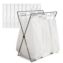 마켓플랜 접이식 분리수거대 + 봉투 20L 10p, 화이트, 1세트