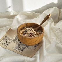 티크 우드 요거트볼 나무 그릇 그릭 시리얼볼 다이어트 원목 샐러드 보울, S, 티크 우드 요거트 스푼A (+3800원)