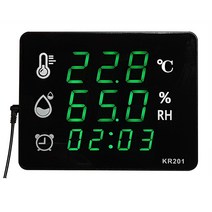 [대형디지털온도계] KR-201 국산 디지털 온습도계/시계/탁상용 벽걸이 겸용/온도계/습도계