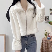 [3color/부들부들] 카라 밍크 퍼 하이넥 버클 크롭 무스탕 자켓 점퍼 겨울 아우터