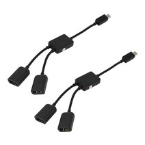 2X 마이크로 USB 호스트 케이블 마이크로-USB 수-2X 유형 A 안드로이드 태블릿 용 듀얼 암 OTG 어댑터 변, 01 Black