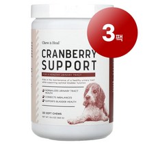 리암마켓 Chew + Heal 츄 힐 강아지용 건강 관리 보충제 크랜베리 서포트 소프트츄 120개 360g 1팩, 3팩