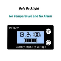 적산계 파워 뱅크 배터리 용량 표시기 DC 8V-100V 납산 리튬 LiFePO4 자동차 바이크 오토바이 전압계 12V, 02 Blue