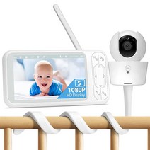 Sodfim 카메라 및 오디오가 있는 아기 모니터 5인치 1080P HD 비디오 Wi-Fi 없음 장거리 5000mAh 배터리 야간 시야 양방향 통화 2개의 마운트 원격, monitor