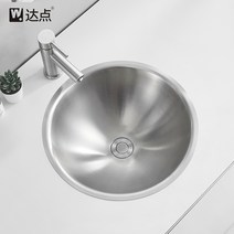 언더볼 세면대 매립형 원형 세면볼 수전 세트 sus304, (K)화이트 + 냉온수 수전+호스 2개