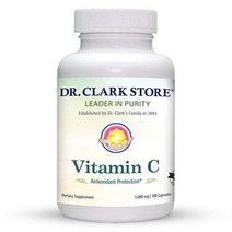 DR CLARK 비타민 C 보충제 1000MG 글루텐 프리 면역 강력한 항산화제 뇌 기능 조직 형성 및 복구 촉진 100, 한 사이즈, 단색