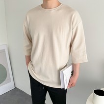 15컬러 남자 특양면 오버핏 스판 여름 7부 반팔 티셔츠