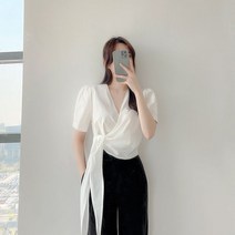 러블리아미에 / 아미에 /브이넥 랩 매듭 블라우스 4color