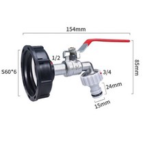 물탱크피팅 검정색 플라스틱 IBC 탱크 탭 60mm 거친 스레드 피팅 1000L 물 컨테이너 파이프 커넥터 내구성, 01 8