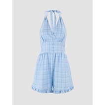 샵사이다 블루 체크 패턴 점프수트 CIDER 172833