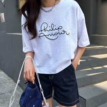 시크폭스 여성용 엠보루버 세미크롭반팔티셔츠