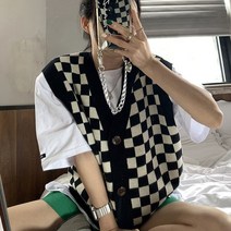 체크 니트조끼 베스트 체스니VT