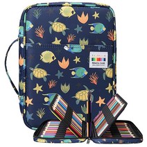 BOMKEE 미술 가방 아트백 색연필 케이스 220 슬롯 대용량 Penn 펜필통 정리함 방수 휴대용 연필 마커 펜 홀더 성인 화가 작가 학교 학생용 바다 거북이, Sea Turtle, Sea Turtle