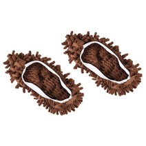 M METERXITY 세탁 가능한 클리닝 신발 커버 1쌍 바닥 청소 먼지 셔닐 먼지떨이 대걸레 슬리퍼 하우스 오피스에 부착 브라운 USA 미국