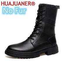 바이크 간지나는 숏부츠 오토바이 가죽 부츠 남성용 중반 송아지 펑크 슈즈 따뜻한 겨울 패션 하이탑 블랙, 01 Black-No Fur