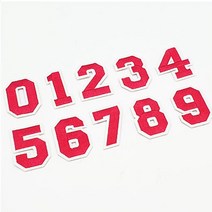 티셔츠리폼 열접착와펜 숫자 패치 핑크레드 세트