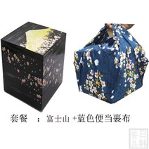 3단 사각 찬합 피크닉 스타일 사쿠라 소풍 스시 초밥 회 도시락 보자기 포함 일본, K.트럼펫 후지산 3단+블루 슬럼보