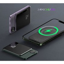 요미프롬 맥세이프 슬림한 디자인 마그네틱 무선 보조 배터리 5000mAh / 10000mAh LED 라이트닝 Type-C, 퍼플10000mA(+4000원)