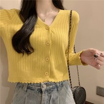 데일리 여성용 v 넥 니트 가디건 봄과 가을 새로운 서양식 세련된 다목적 얇은 아웃도어 코트 긴 소매 상