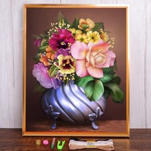 보석십자수 창업 도구 백합 꽃 인쇄 11CT 크로스 스티치 키트 DIY 자수 DMC 스레드 공예 수제 수공예 그림, HMA70104_30x40_11CT 실크 스레드