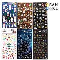 겨울 크리스마스 트리 산타 눈사람 눈송이 눈꽃 스티커 마스킹데이프 모음, 반짝반짝눈꽃