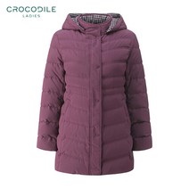 [크로커다일레이디] 카라 후드 배색 포인트 중기장 덕다운