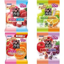 일본 오리히로 곤약젤리 4종 세트 (복숭아 리치 머스캣 오렌지 딸기 귤 사과 포도) 48개입, 기본