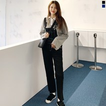 티데일리 차일드 데님 일자 멜빵 바지 여성 팬츠 스판 청바지