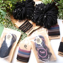 [KNOTXKNOT] 15-20 pcs 블랙스톤 마카롱 머리끈 셋트