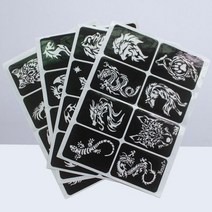 페인팅 스텐실 에어 브러시 스프레이 페이스 페인트 용 32pcs 셀프 접착 템플릿 Henna Glitter Tattoos, [01] As Shown