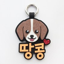 핑크캔디 [애견네임택] 비글 강아지 이름표 인식표 네임택, 형광주황