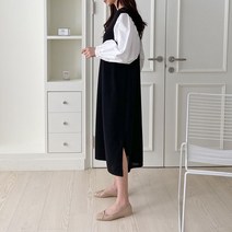여성 데일리 옆트임 절개 블라우스 소매 롱원피스