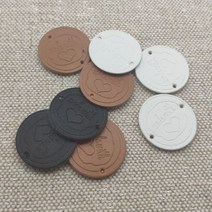 16 옵션 25Mm 원형 손으로 만든 심장 Pu 바느질 레이블 에 대수제 라운드 태그 라벨사랑, 02 Brown labels 24pcs