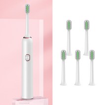 엔템 전동 칫솔 초음파 음파 자동칫솔, 스마트전동칫솔(핑크)+리필솔(색상랜덤)(5개)