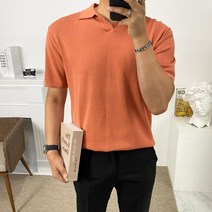 구스마켓 남성용 세상 부드러운 린넨 카라 반팔 니트 티셔츠 [10컬러]