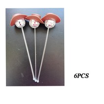 파티 모자 디스코 공 Swizzle 스틱 카우걸 볼 음료 교반기 반짝이 커피 플라스틱 칵테일 장식 6 개, [02] 6pcs brown