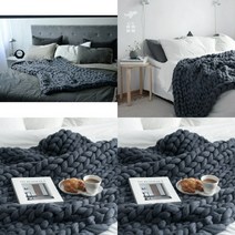 왕 손뜨개 담요 다크네이비 80X100CM 소파담요 니트담요