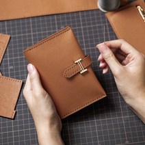 소가죽 DIY 키트 - H 컴팩트 반지갑, 핑크, 1개