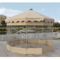 원두막 정자 파고라 농막 방갈로 벤치 아지트돔 원형, 레드-불투명타입 2.5m직경