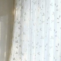 [텍스월드] (주문제작 제품) 자수 커튼_봄날(광폭) - 2주름핀형(나비주름)