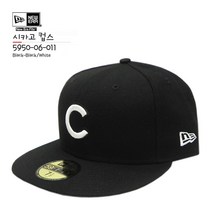 뉴에라 [슈즈네][정품] MLB 베이직 사이즈캡 시카고 컵스 화이트 온 블랙 59FIFTY 메이저리그 선수모자 미국직배송