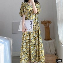 가바바 여성 빅사이즈 원피스 잔잔꽃 화려한 브이넥 롱원피스 G50361