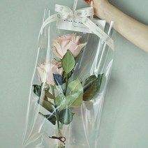 꽃 한송이 꽃다발 포장지 꽃자재도매 프로포즈선물 투명 비닐 10개입, 소 10개입