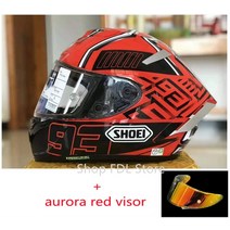바이크 헬멧 오토바이 스쿠터 반모 풀 오픈 SHOEI X 14 페이스 R1 60 주년 기념 쇼에이, 7.aurora red visor - M