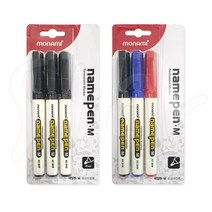모나미 네임펜 M (굵은글씨용) 3p 검정 혼합 파랑 빨강 펜 학생 필기도구, ( 3p 검정 )