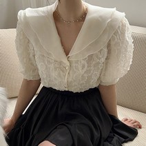 춘게엘 퍼프 벌룬 반팔 블라우스 r085